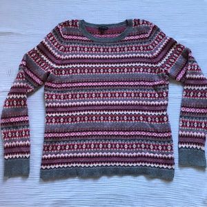 Talbots red pink gray pattern sweater